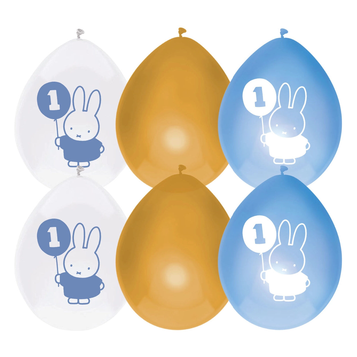Ballonnen Nijntje First Birthday blauw 30 cm 6 st.