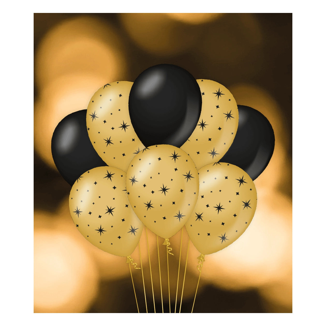 Ballonnen sterren Goud Zwart