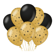 Ballonnen sterren Goud Zwart
