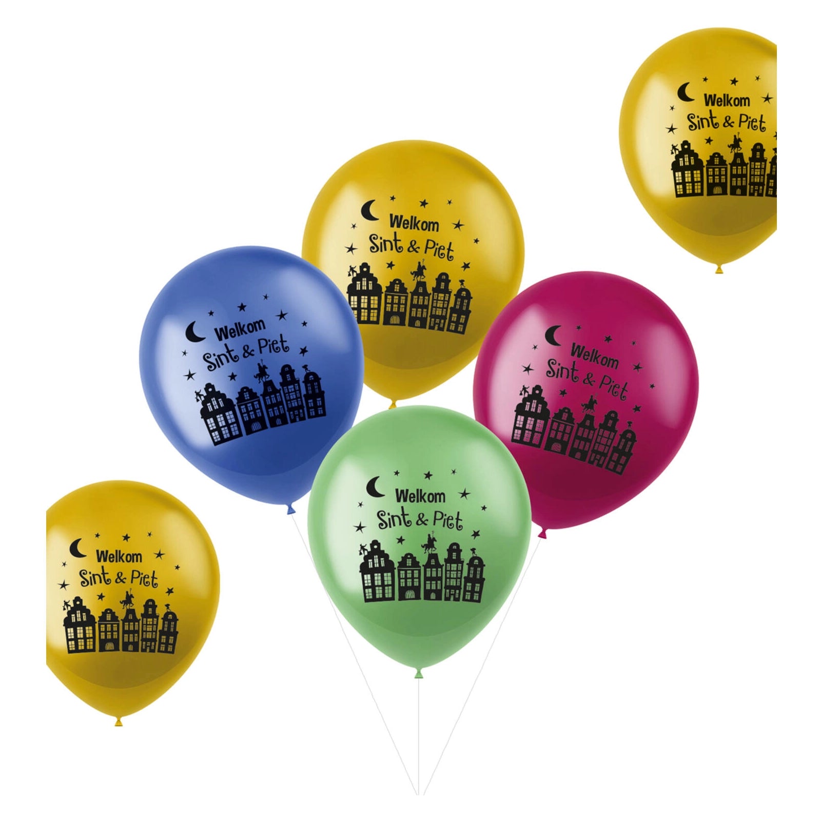 Ballonnen 'Welkom Sint & Piet' Meerkleurig - 6 stuks - 33cm