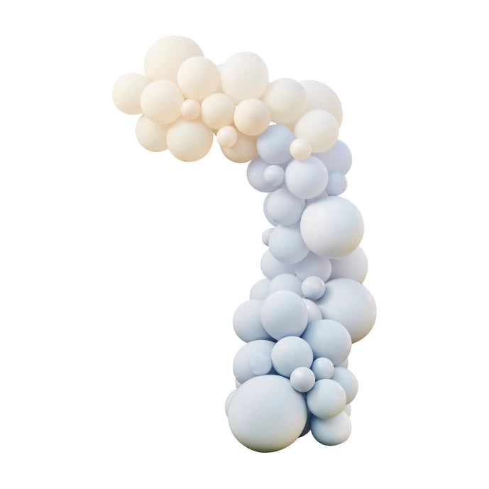 Ballonnenboog blauw en creme 5m