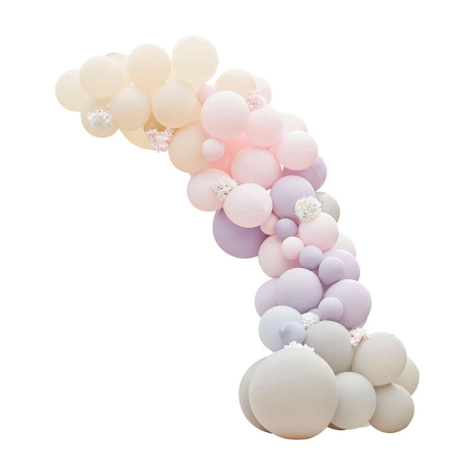 Ballonnenboog grijs, lila en roze 4m
