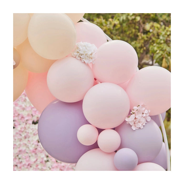 Ballonnenboog grijs, lila en roze 4m