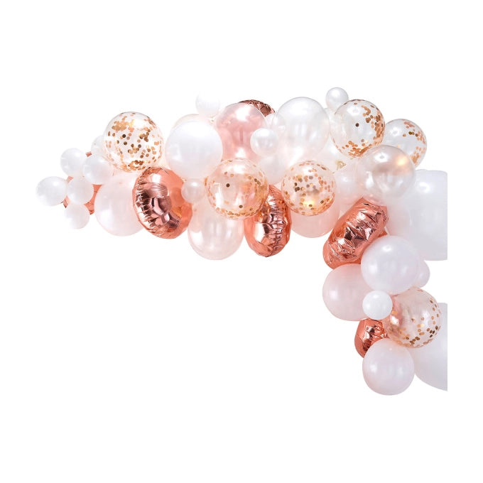 Ballonnenboog  wit en roségoud confettiballonnen -  Ginger Ray