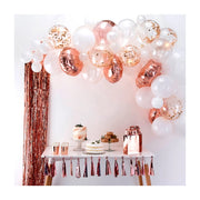 Ballonnenboog  wit en roségoud confettiballonnen -  Ginger Ray