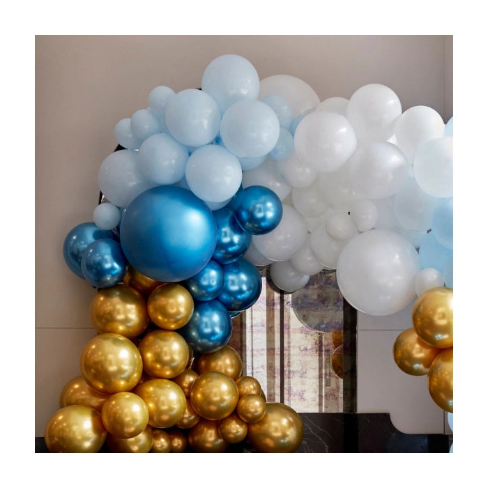 Ballonnenboog XL blauw & chrome goud 12m
