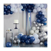 Ballonnenboog zilver en blauw XL 12m