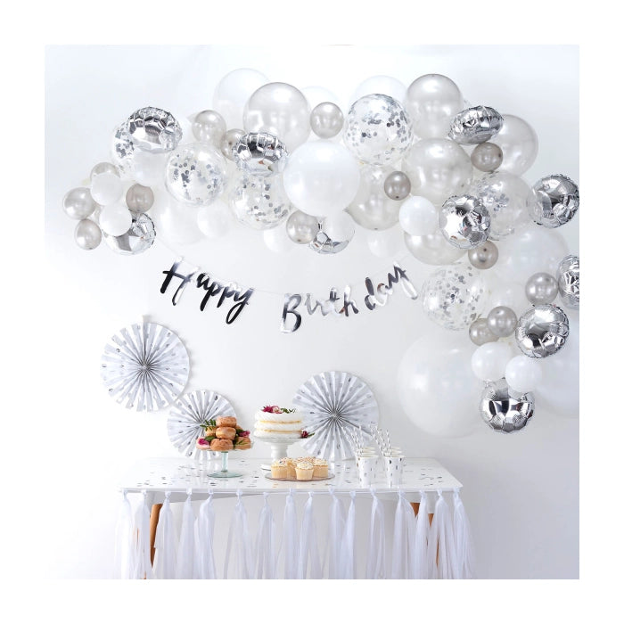 Ballonnenboog zilver en wit Ginger Ray