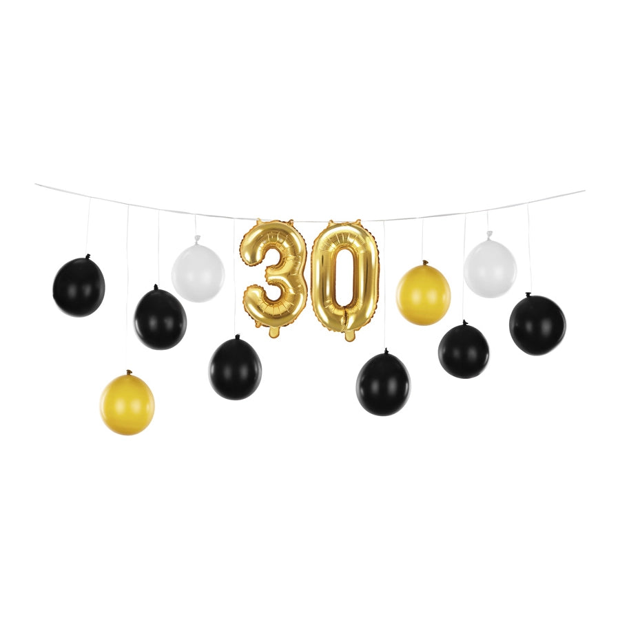 Ballonslinger 30 jaar zwart en goud