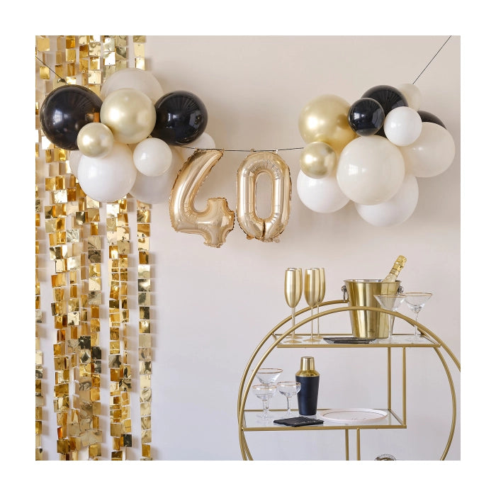 Ballonslinger 40 jaar met ballonnen goud champagne