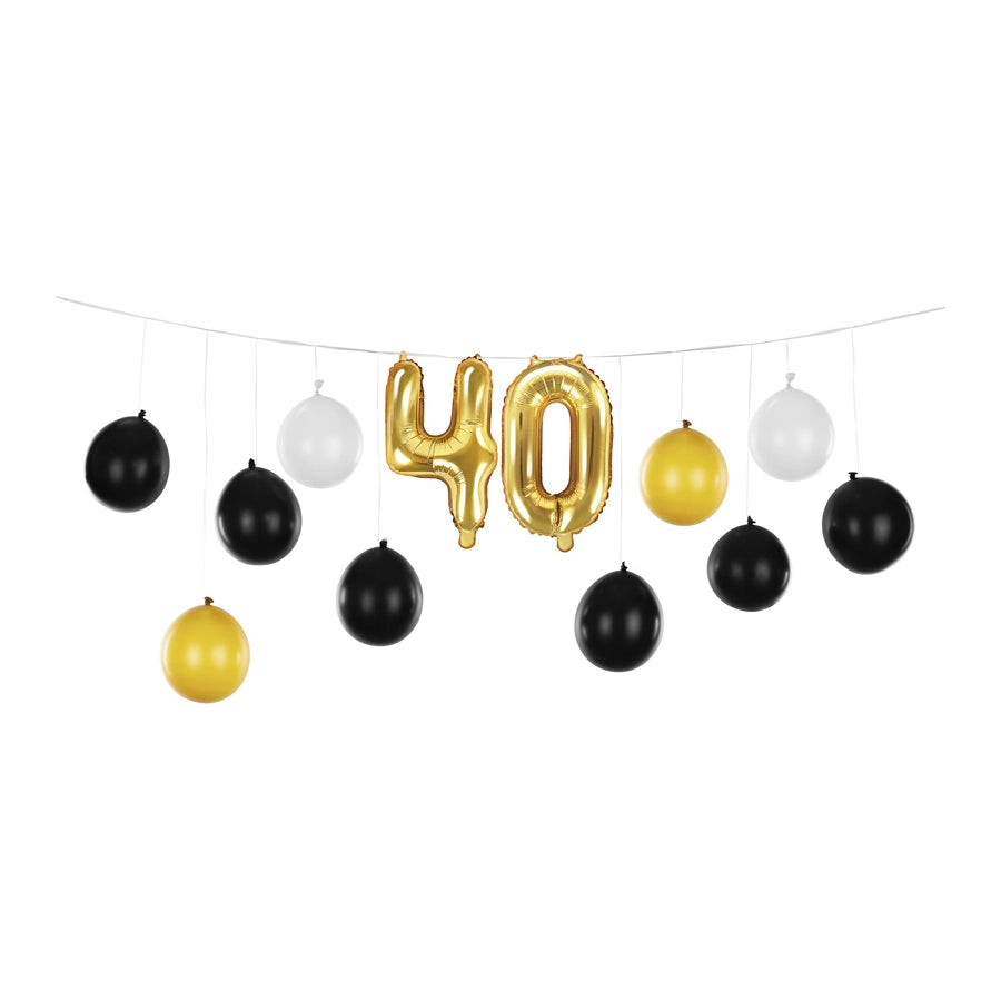 Ballonslinger 40 jaar zwart en goud