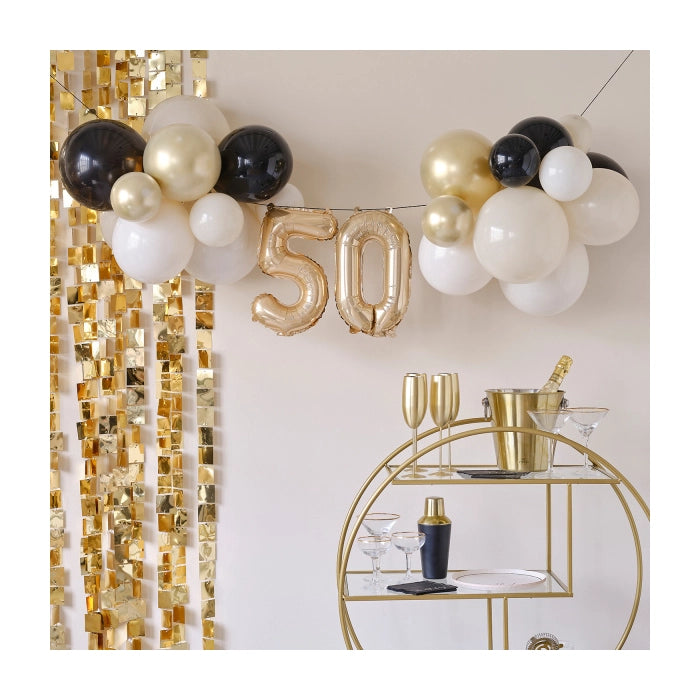 Ballonslinger 50 jaar met ballonnen goud champagne