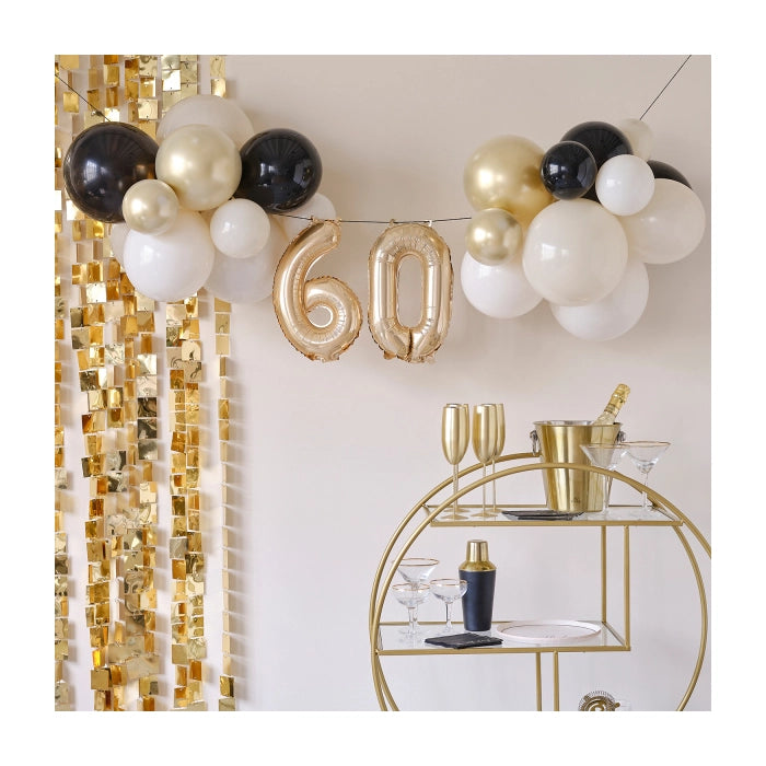 Ballonslinger 60 jaar met ballonnen goud champagne