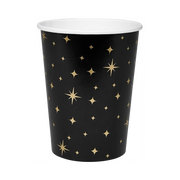 Bekers Zwart met gouden Sterren - 8 stuks - 210 ml