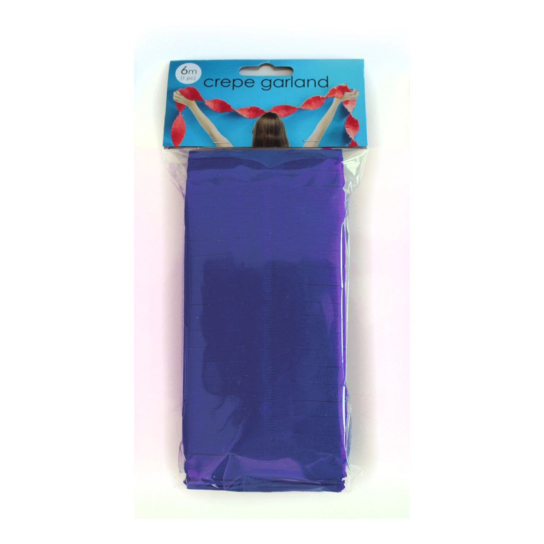 Blauwe Crêpe papier Slinger 6 meter