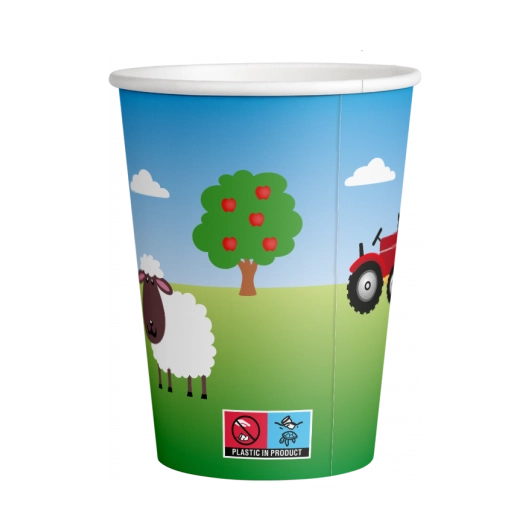 Boerderij papieren bekers 250ml 8 stuks