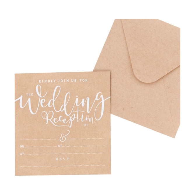 Bruiloft receptie uitnodigingen 10 stuks (14x13cm)