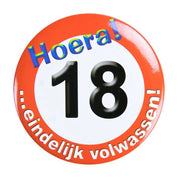 Button klein - 18 jaar verkeersbord