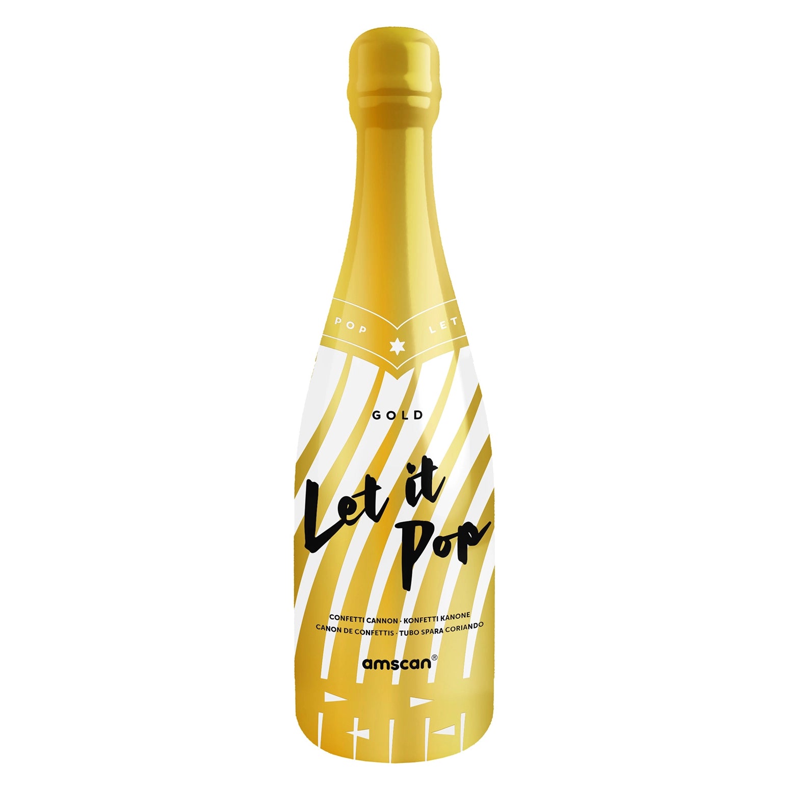 Champagnefles confetti  goud rechthoekig