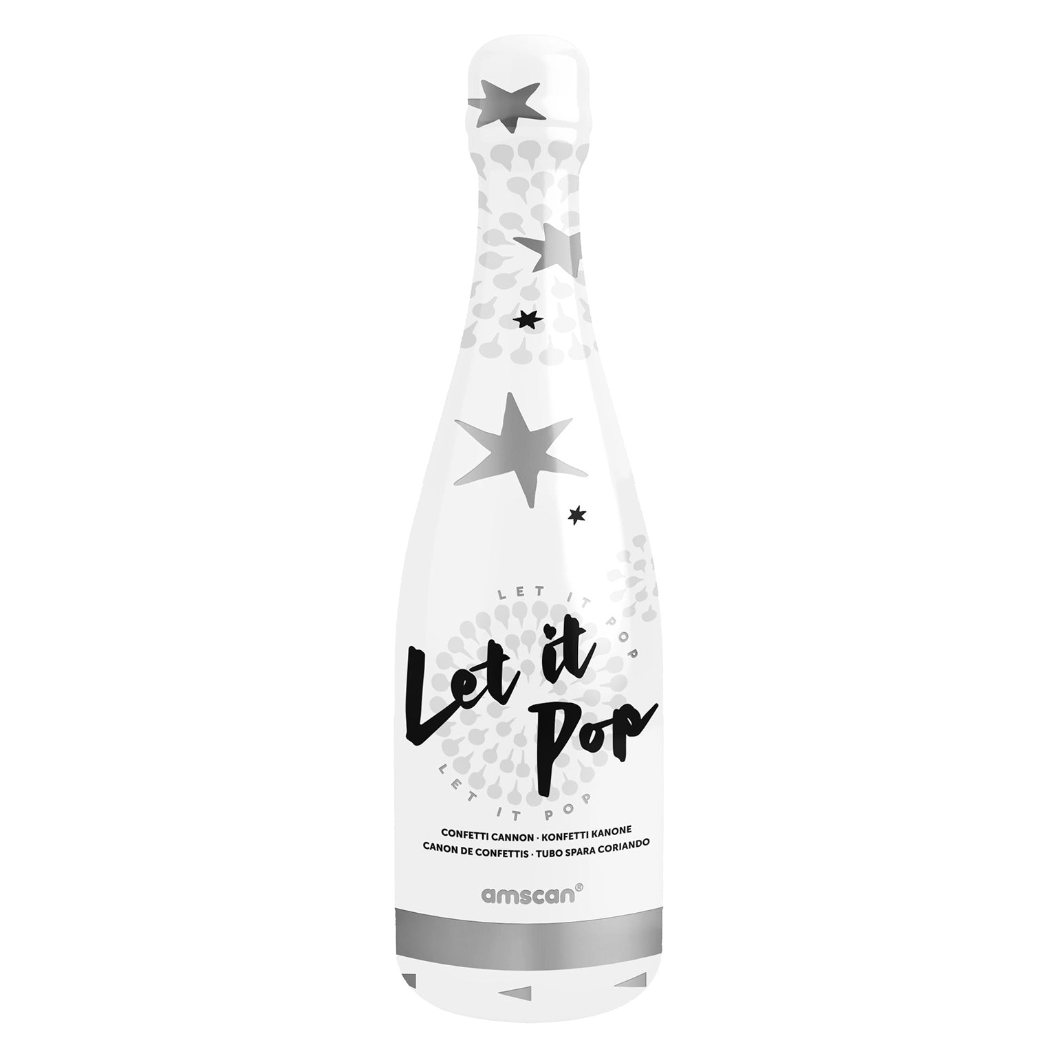 Champagnefles confetti zilver ster