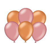 chrome koper en metallic rose goud ballonnen - 6 stuks
