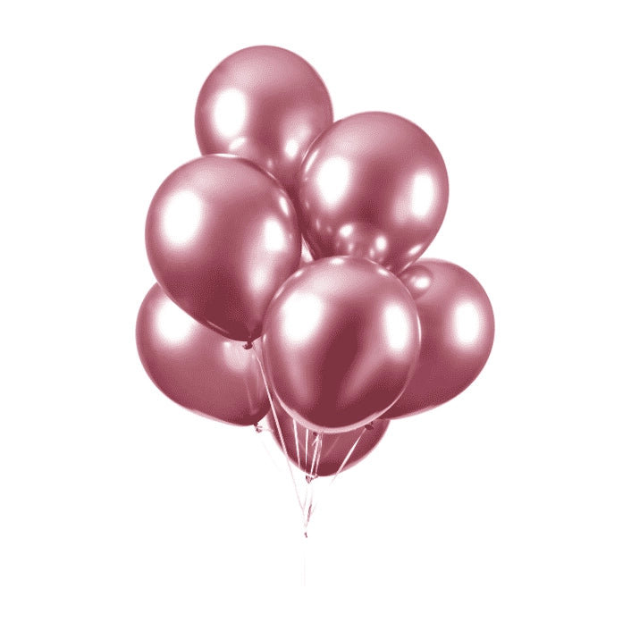 Chrome spiegel ballon roze 10 stuks