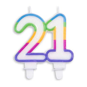 Cijfer kaars gekleurd 21 jaar
