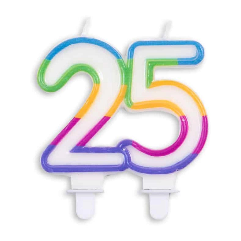 Cijfer kaars gekleurd 25 jaar