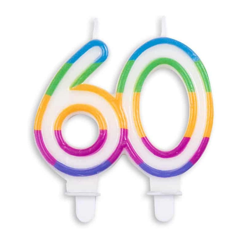 Cijfer kaars gekleurd 60 jaar