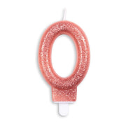 Cijfer kaars glitter rosé goud nr. 0