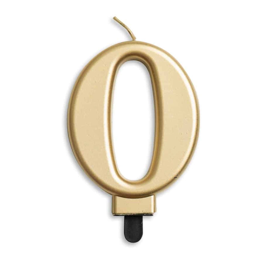 Cijfer kaars metallic Goud 0
