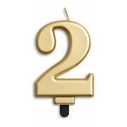 Cijfer kaars metallic Goud 2