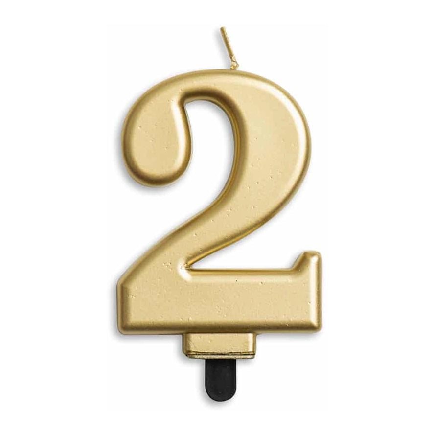 Cijfer kaars metallic Goud 2