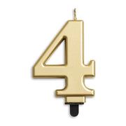 Cijfer kaars metallic Goud 4