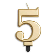 Cijfer kaars metallic Goud 5