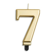 Cijfer kaars metallic Goud 7
