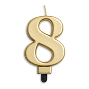 Cijfer kaars metallic Goud 8