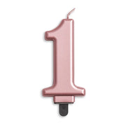 Cijfer kaars metallic Rosé Goud 1
