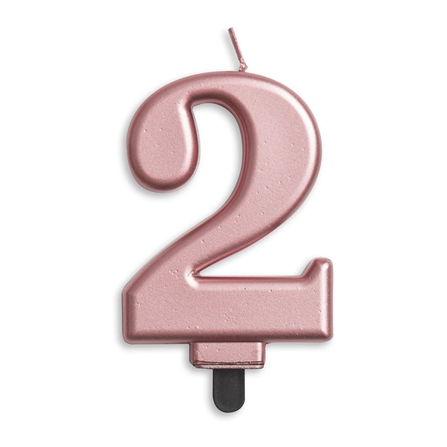 Cijfer kaars metallic Rosé Goud 2