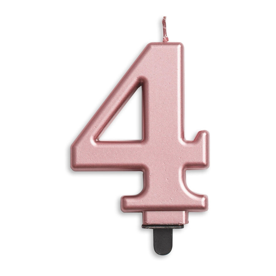 Cijfer kaars metallic Rosé Goud 4