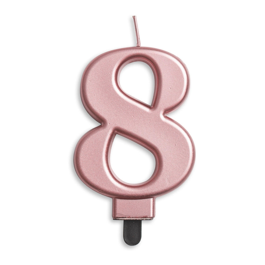 Cijfer kaars metallic Rosé Goud 8