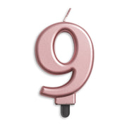 Cijfer kaars metallic Rosé Goud 9