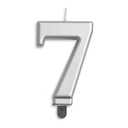 Cijfer kaars metallic Zilver 7