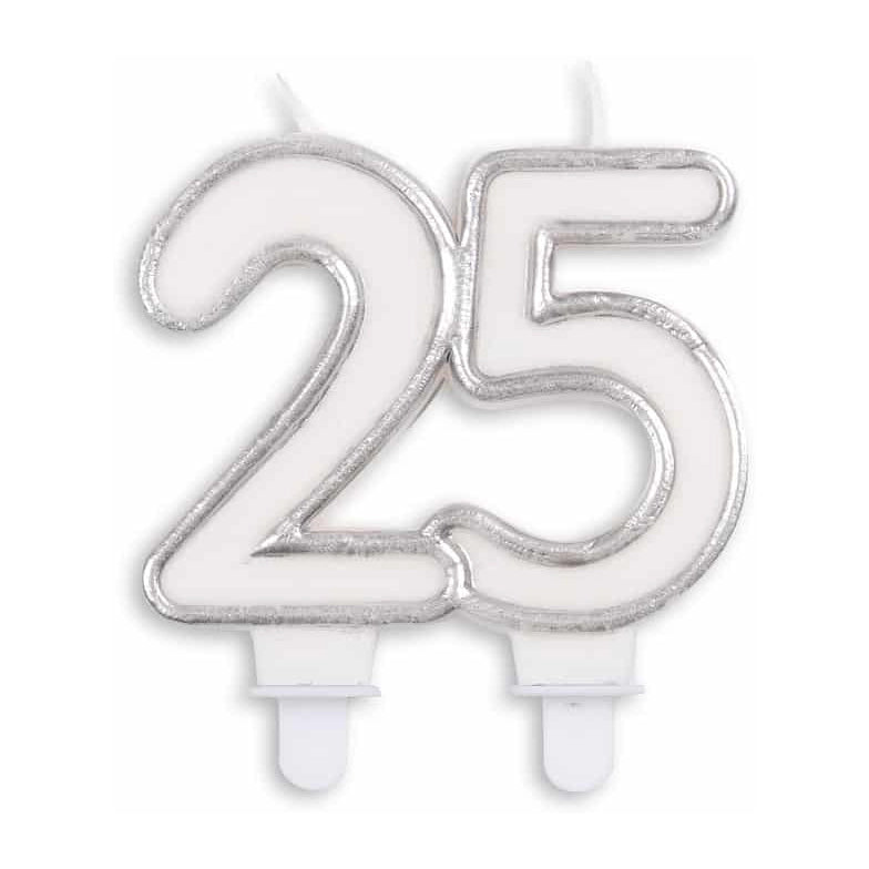 Cijfer kaars Zilver 25 jaar