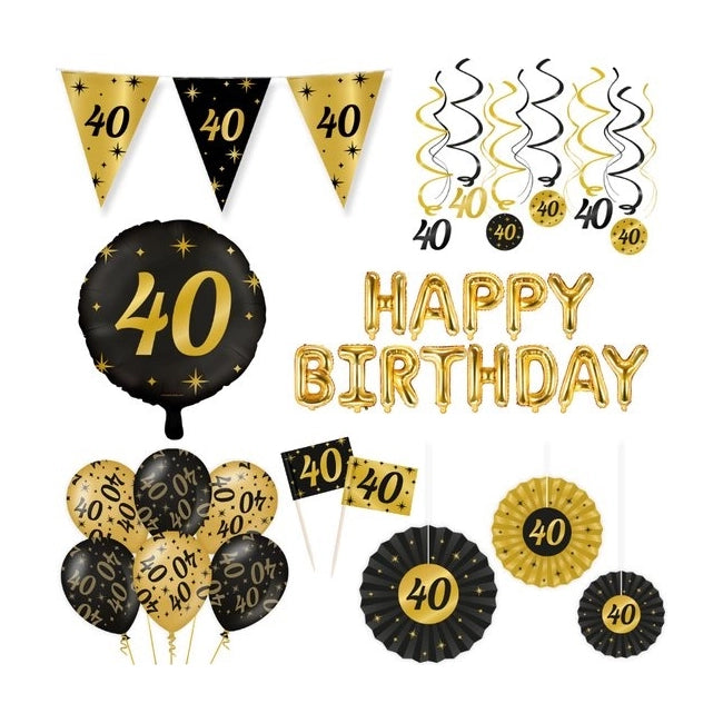 Verjaardag - Zwart - Kunststof - 40 jaar Slingers Verjaardag - Zwart - Kunststof - 40 jaar Slingers