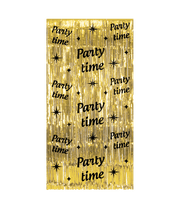 Gouden deurgordijn met tekst partytime - 100x200 cm