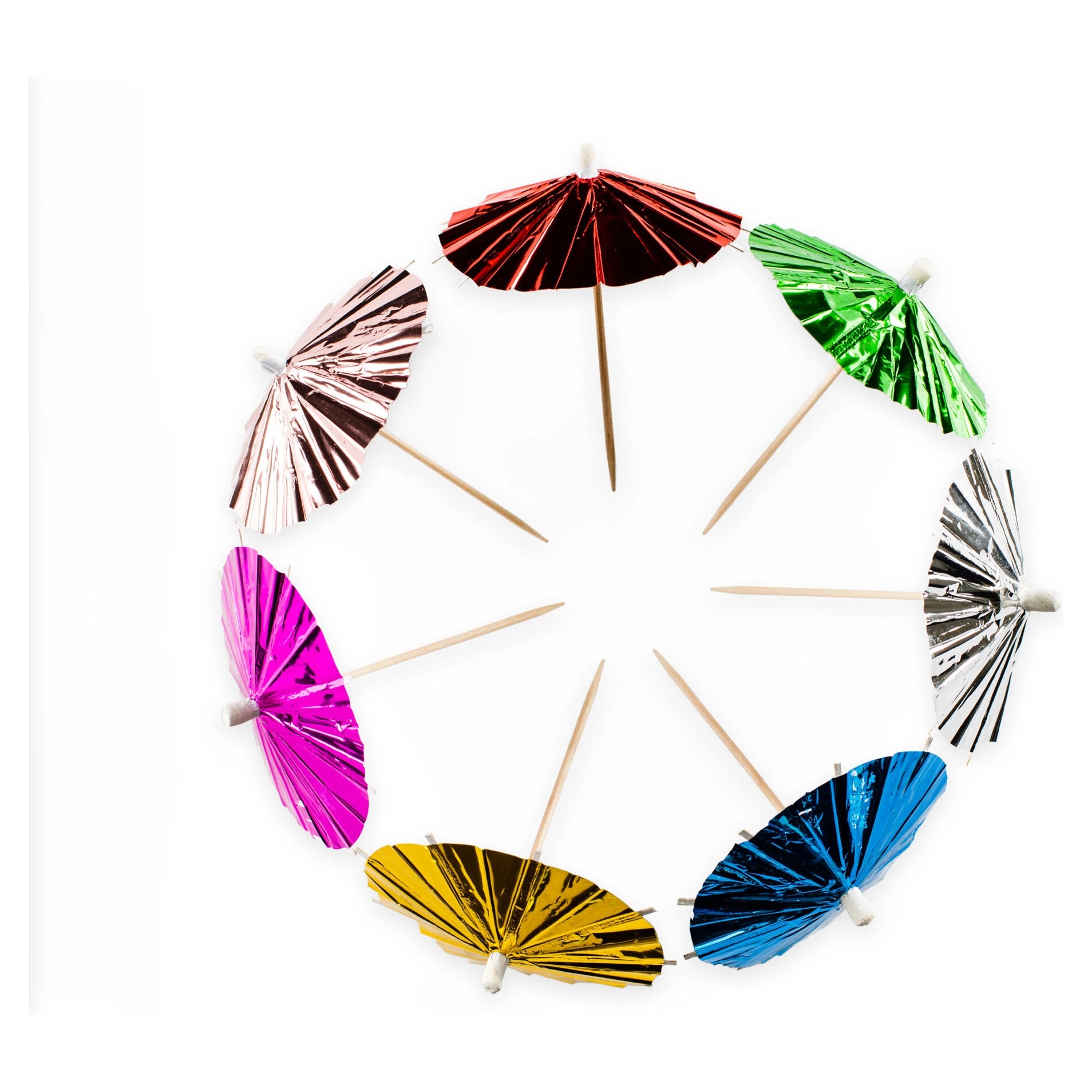 Cocktailprikkers parasol metallic multikleur 10 stuks