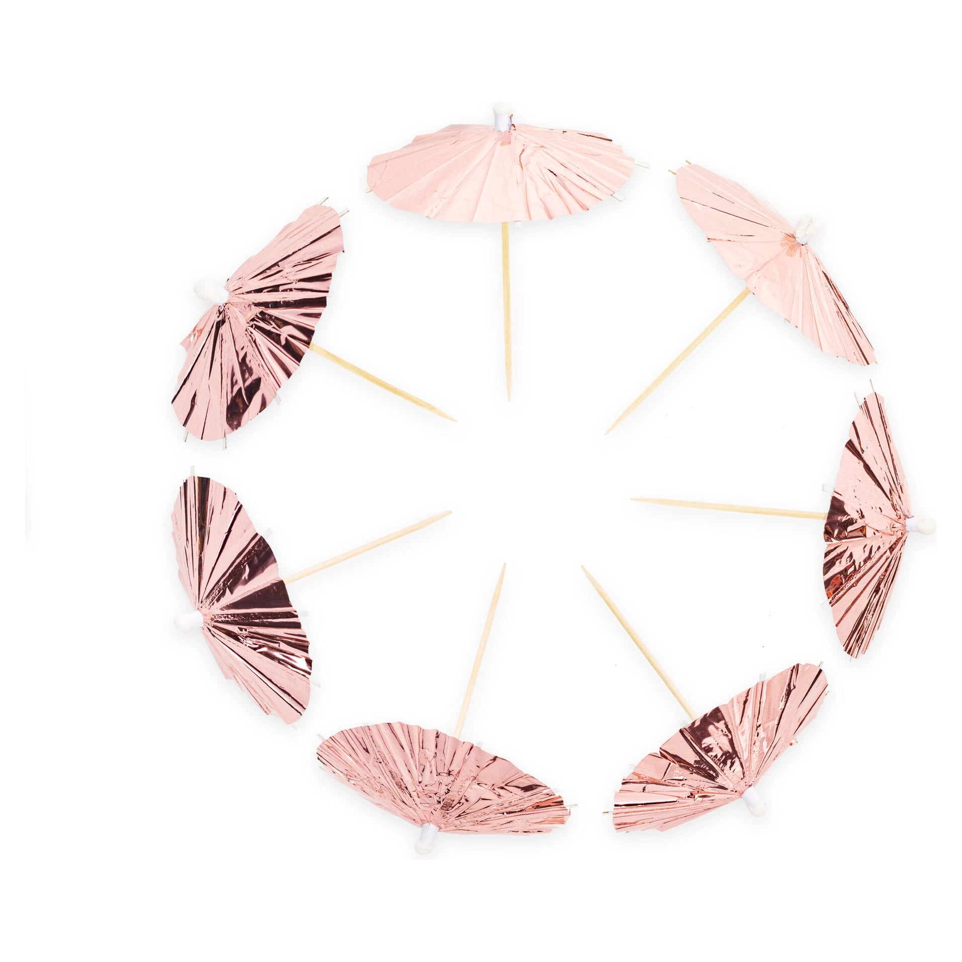 Cocktailprikkers parasol metallic rosé goud 10 stuks