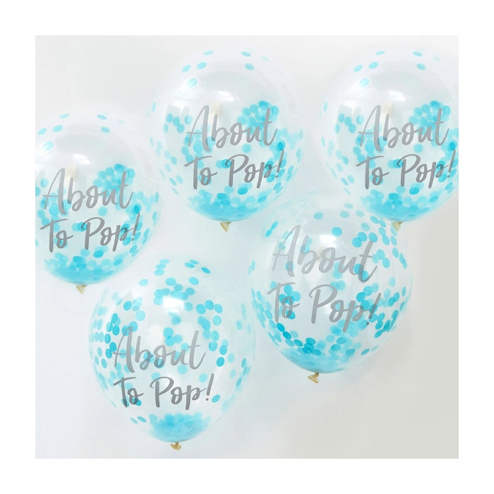 Confetti ballonnen About To Pop blauw Oh Baby! 5 stuks 30cm
