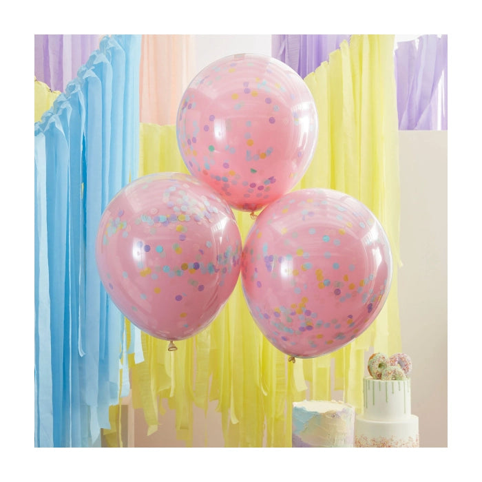 Confetti Ballonnen Dubbellaags Pastel XL 45cm - 3 stuks